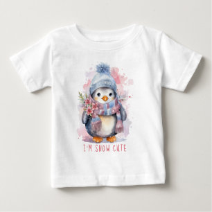 Süßer Wasserfarben-Winter-Pinguin Baby T-shirt