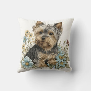 Süßer Wasserfarben Yorkshire Terrier Welpe Kissen