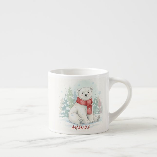 Süßer Wasserfarbener Eisbär Winter  Espressotasse (Rechts)