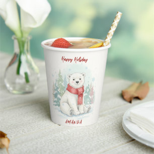 Süßer Wasserfarbener Eisbär Winter Pappbecher