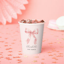 Süßer Wasserfarbener Rosa Schleife Baby Shower
