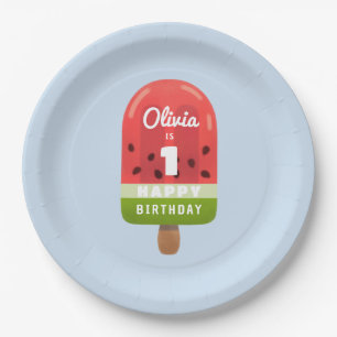 Süßer Wassermelonen-Eis-am-Stiel 1. Geburtstag  Pappteller