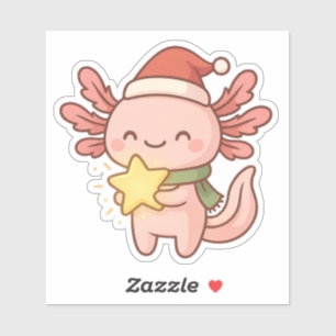 Süßer Weihnachts-Axolotl-Aufkleber Kawaii Stern Fe Aufkleber