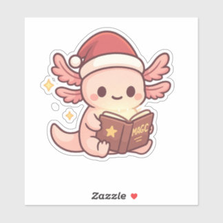 Süßer Weihnachts-Axolotl-Aufkleber | Kawaii-Zauber Aufkleber