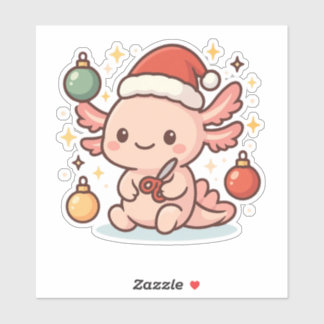 Süßer Weihnachts-Axolotl-Aufkleber – Weihnachtsdek Aufkleber