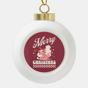 Süßer Weihnachts Axolotl Frohe Weihnachten Keramik Kugel-Ornament