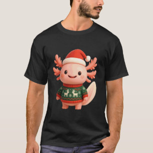 Süßer Weihnachts Axolotl im Feiertagspulli und San T-Shirt