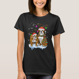 Süßer Weihnachts-Bulldog mit Santa-Hüten und Renti T-Shirt