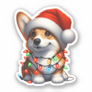 Süßer Weihnachts-Corgi Aufkleber
