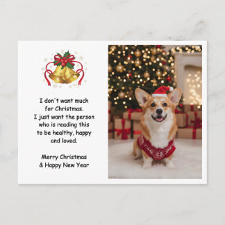 Süßer Weihnachts-Corgi-Hund Benutzerfoto Feiertagspostkarte