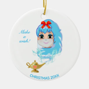 Süßer Weihnachts-Dschinn & magische Lampe Keramik Ornament
