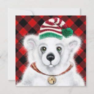 Süßer Weihnachts-Eisbär, Santa-Bär Einladung