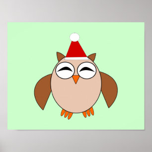 Süßer Weihnachts-Eulen-Poster Poster