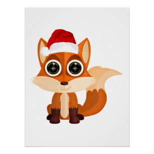 Süßer Weihnachts-Fuchs-Cartoon-Feiertags-Tier Fest Poster