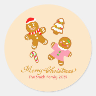 Süßer Weihnachts-Gingerbread-Personalisierter Aufk Runder Aufkleber