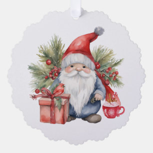 Süßer Weihnachts-Gnom-Wasserfarben Ornament Karte