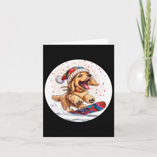 Süßer Weihnachts-Golden-Retriever-Hund Snowboarden Karte