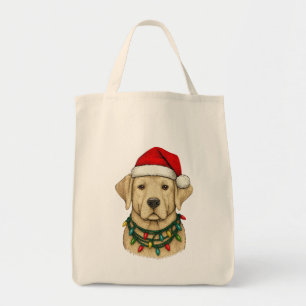 Süßer Weihnachts-Labrador mit Santa-Hut und Feiert Tragetasche