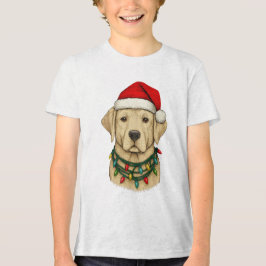 Süßer Weihnachts-Labrador mit Santa-Hut und Feiert Tri-Blend Shirt