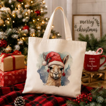 Süßer Weihnachts-Llama-Wasserfarben-Feiertag