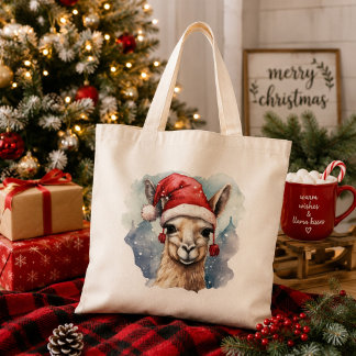 Süßer Weihnachts-Llama-Wasserfarben-Feiertag Tragetasche