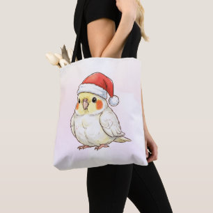 Süßer Weihnachts-Nymphensittich mit Weihnachtsmann