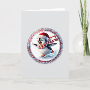 Süßer Weihnachts-Pinguin-Eislauf-Feiertags-Schmuck Karte