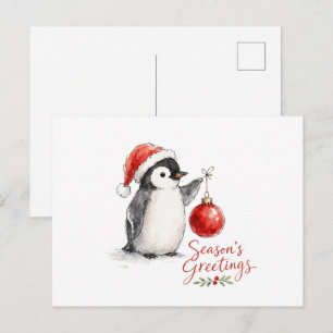 Süßer Weihnachts-Pinguin mit Ornament Postkarte