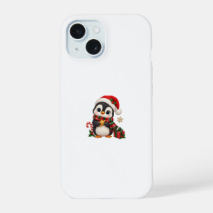 Süßer Weihnachts-Pinguin mit Santa-Hut iPhone 15 Hülle