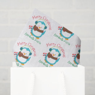 Süßer Weihnachts-Pinguin personalisiert für Kinder Seidenpapier