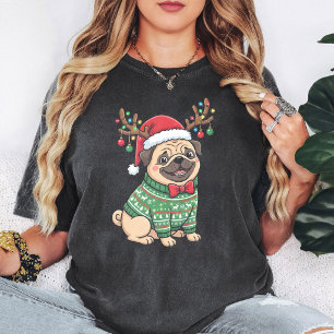 Süßer Weihnachts-Pug-Hund in hässlichem Pullover u