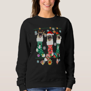 Süßer Weihnachts-Pug in Socken Xmas-Rentier Santa- Sweatshirt