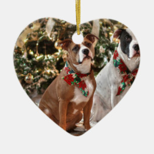Süßer Weihnachts-Rettung-Pitbull und American Bull Keramikornament