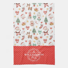 Süßer Weihnachts-Santa-Lebkuchenmann-Monogramm Geschirrtuch