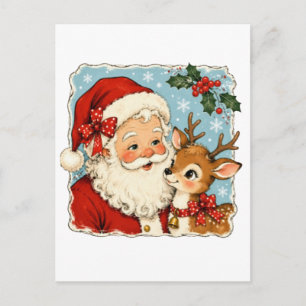 Süßer Weihnachts-Santa-Rentier Feiertagspostkarte