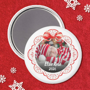 Süßer Weihnachts-Schleifen-Neugeborenen-Foto-Magne Magnet