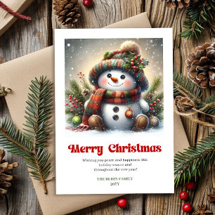 Süßer Weihnachts-Schneemann-Aquarell-Kinder-Gruß   Feiertagskarte