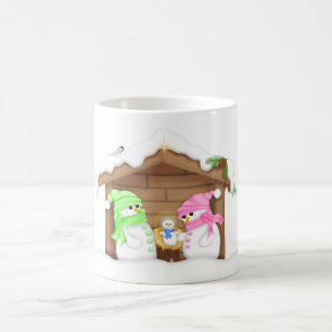 Süßer Weihnachts-Schneemann-Krippenstall Kaffeetasse