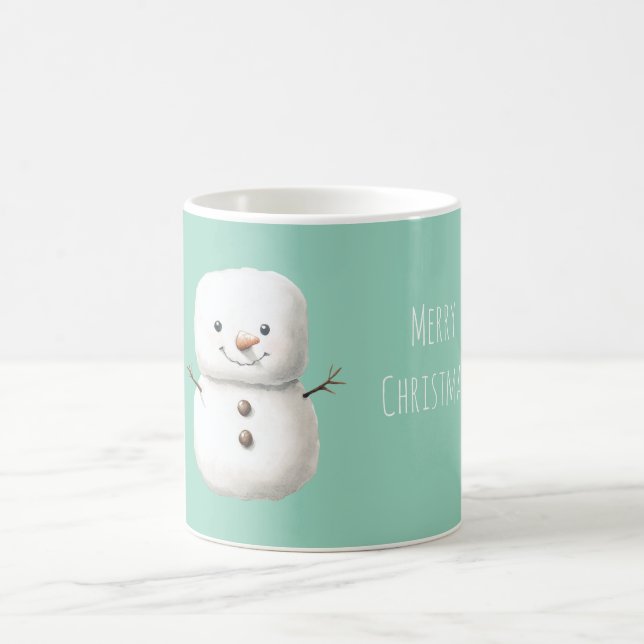 Süßer Weihnachts-Schneemann Mint Kaffeetasse (Mittel)