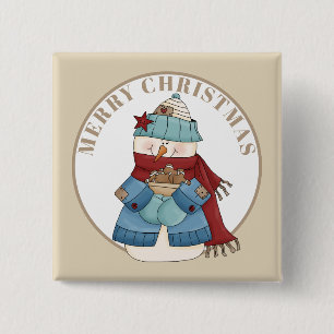 Süßer Weihnachts-Schneemann mit Namensnachricht-Ta Button
