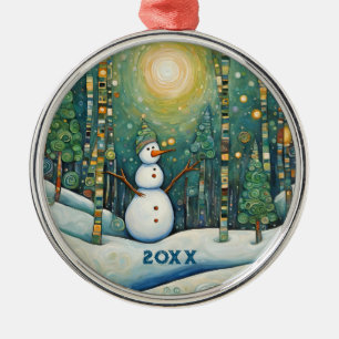 Süßer Weihnachts-Schneemann Ornament Aus Metall