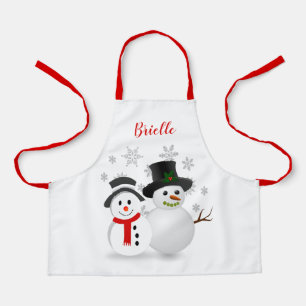 Süßer Weihnachts-Schneemann personalisiert Schürze