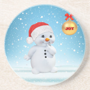 Süßer Weihnachts-Schneemann und Schneeflocken Getränkeuntersetzer