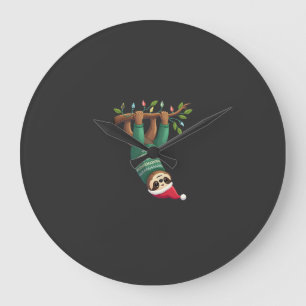 Süßer Weihnachts-Sloth-Santa-Hut-Christmas-Sloth - Große Wanduhr