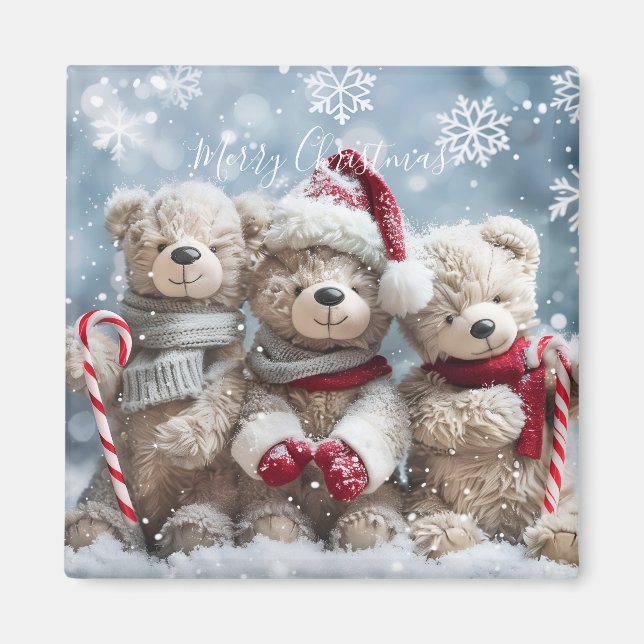 Süßer Weihnachts-Teddybär-Magnet Magnet (Vorne)