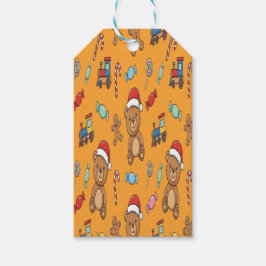 Süßer Weihnachts-Teddybär und Spielzeugzug Geschenkanhänger
