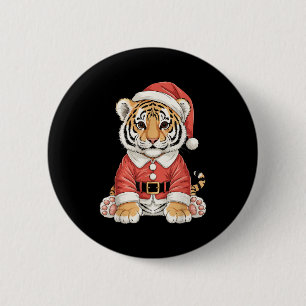 Süßer Weihnachts-Tiger-Santa-Safari-Tier Button