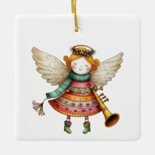 Süßer Weihnachts-Volksfest-Engel Keramikornament