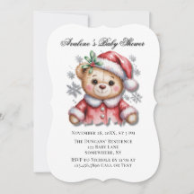 Süßer Weihnachtsbär und Schneeflocken-Baby-Party