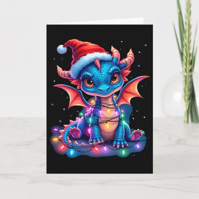 Süßer Weihnachtsdrache  Karte (Vorderseite)